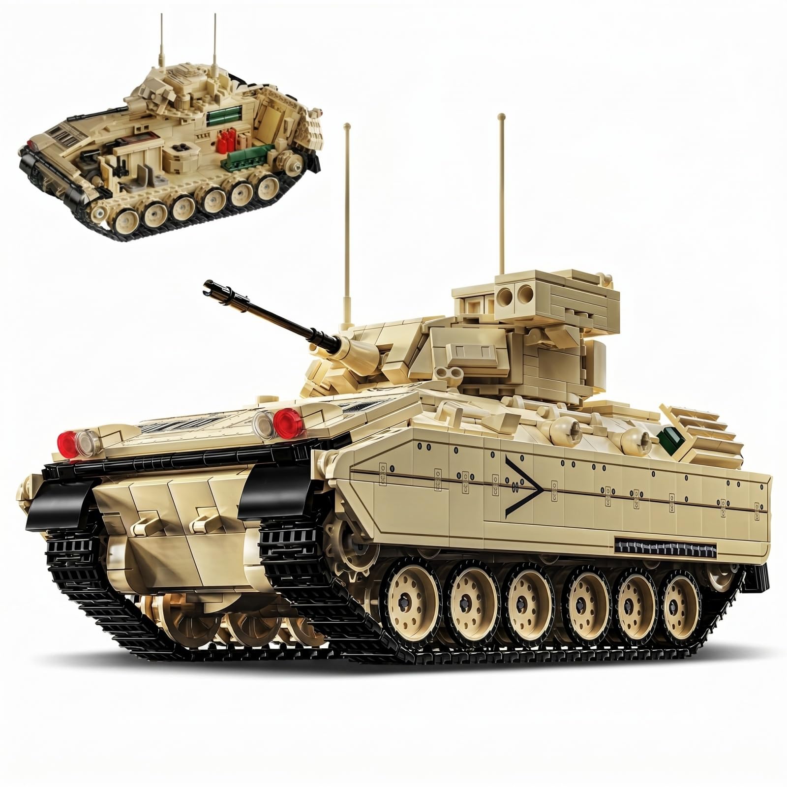Militär Panzer Bausteine Set, Panzer klemmbausteine Modell Bauspielzeug Sammlerstück, Geschenk für Erwachsene und Jugendliche ab 14+ (Stil 4) | Ww2 M2 Bradley Army Panzer Modell zum Bauen und Sammlerstück, Heimbüro-Dekor, Geschenke für Militärfans
