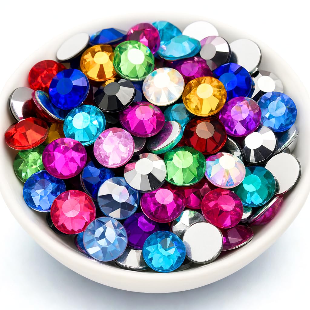 Little Snow Direct® Pack of 1000 Resin Crystal Flat Back Rhinestones Diamante Gems Nail Art & Crafts (Mixed Colours, 5mm)