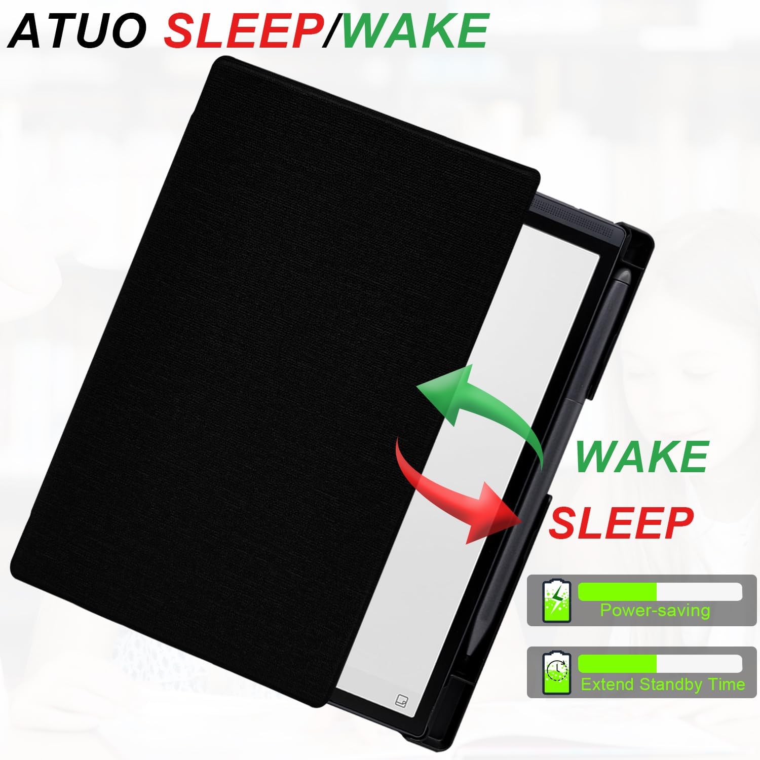 Case for iFLYTEK AINOTE Air 2 Note-Taking Tablet 8.2", Premium PU Leather Ultra-Slim & Lightweight Durable Protective Folio Cover with Pen Holder Auto Sleep/Wake (Black)