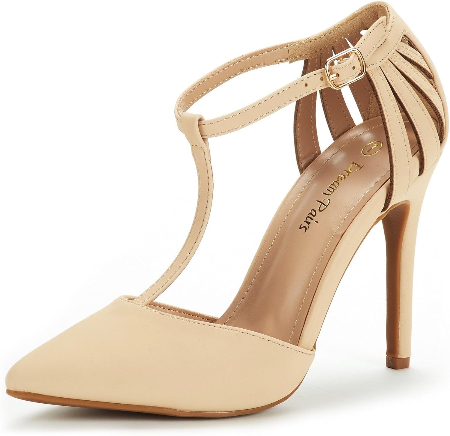 DREAM PAIRS Women's Oppointed-Mary Pump Shoe 8.5 Nude Nubuck