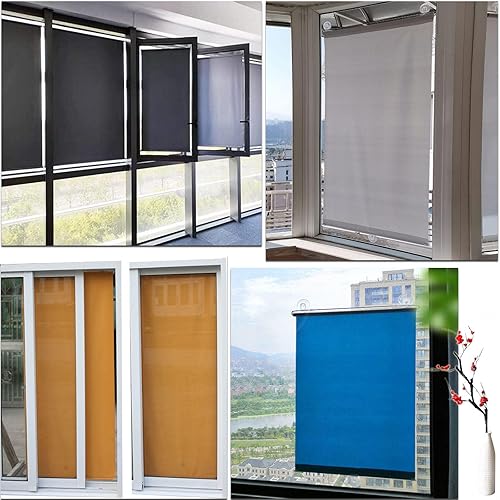 Miniatura 7 de Persianas enrollables para balcón con ventosas, cortinas portátiles retráctiles, persianas enrollables opacas aisladas, persianas temporales para