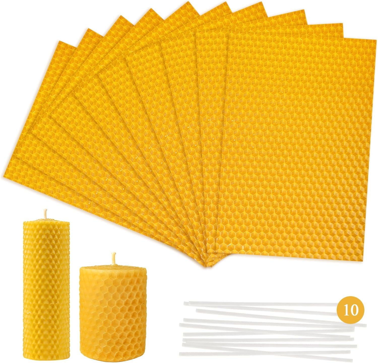 DAWRIS10 Pcs Beeswax Sheets for Candle Making, DIY Candle Making Kit for Kids and Adults (5.1 x 3.5 in)