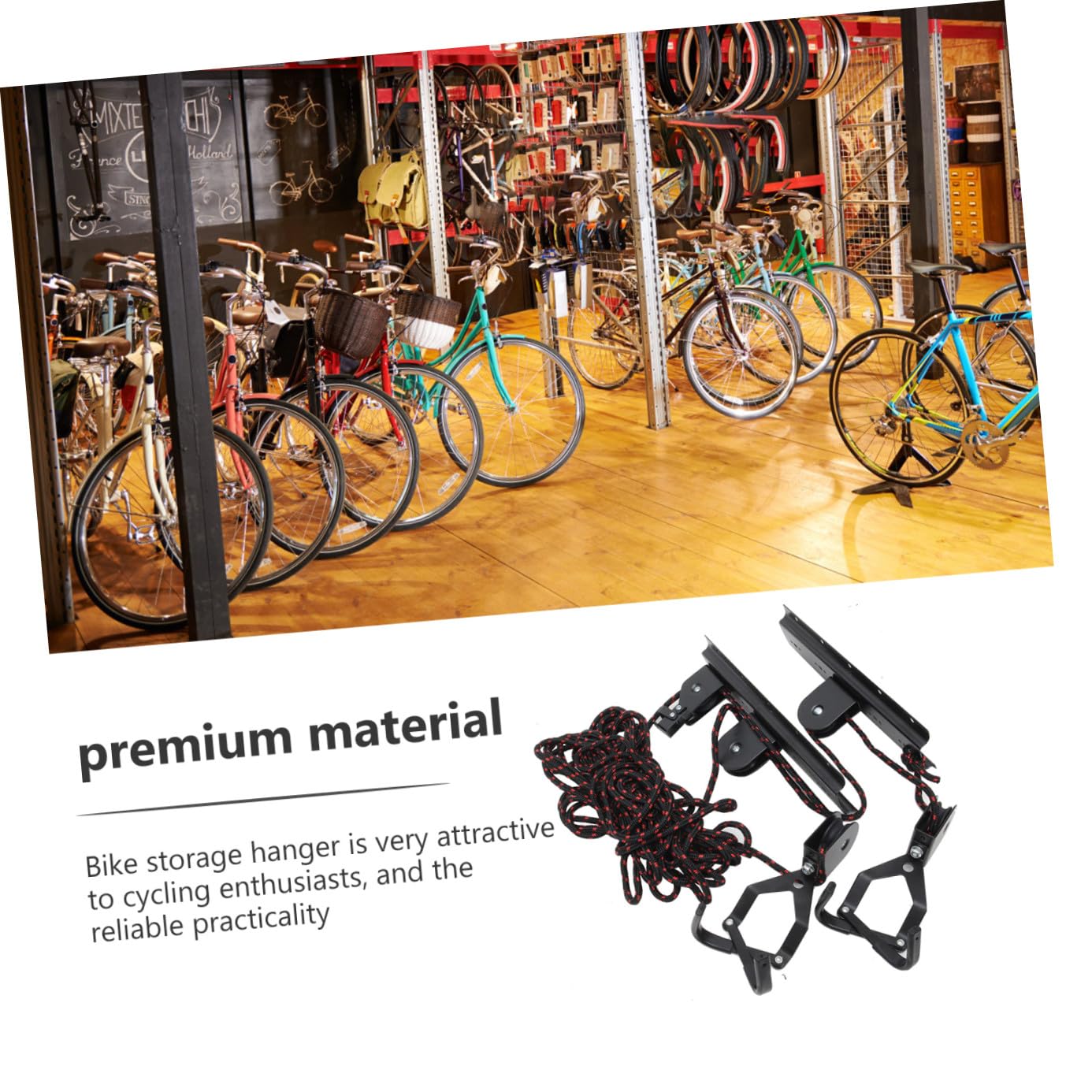 Colgador de Bicicletas de Techo y Pared Negro para Almacenamiento Interior