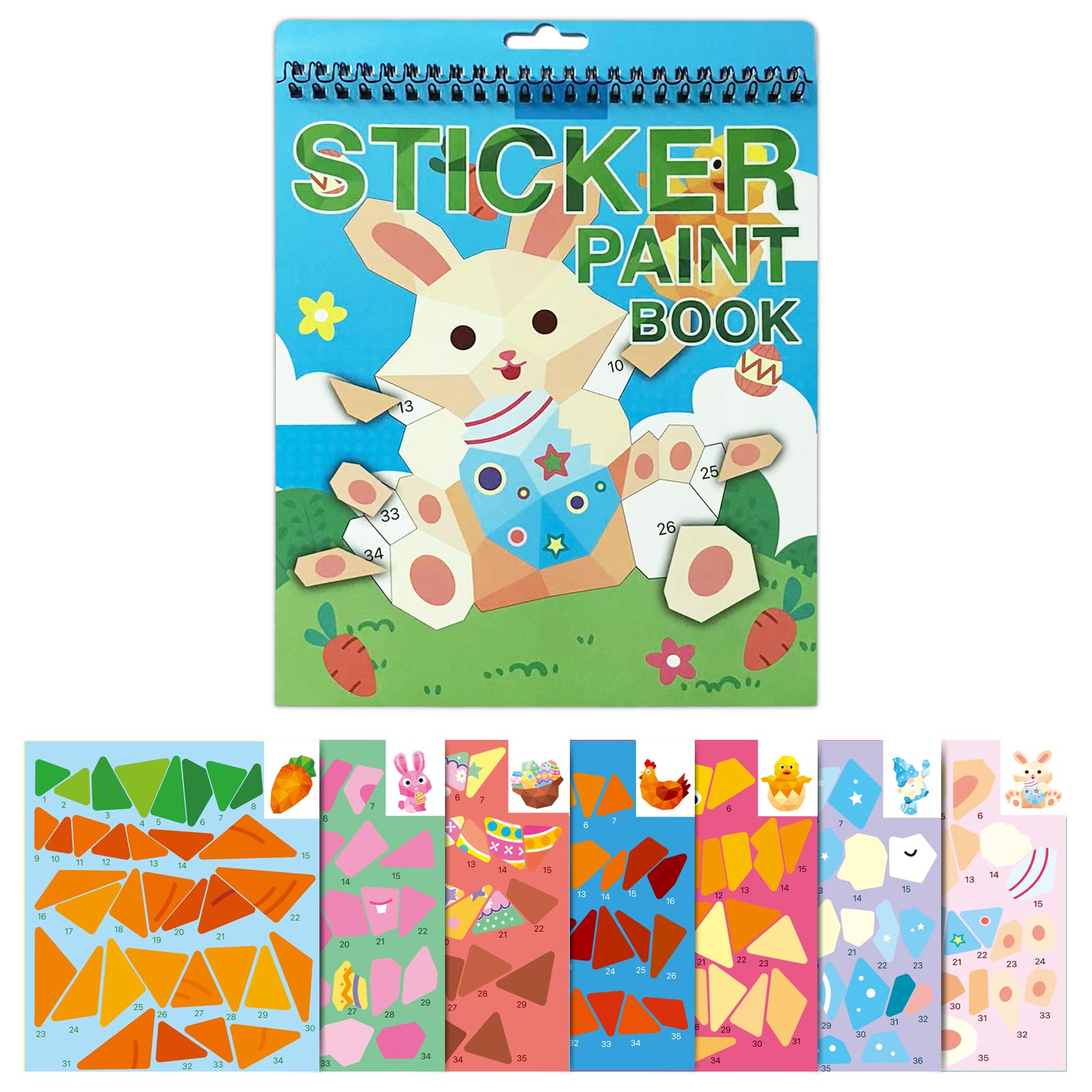 TPQKA Easter Sticker Book for Kids Ages 4-8 Crafts Rabbit Eggs Stickers Numbers Paint Books Gifts for Kid Boys Girls School Party Favors Basket
