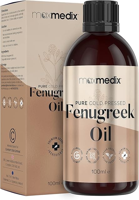 Fenugreek Oil 100ml - Pure Cold Pressed Fenugreek Extract Oil For Skin, Body, Nails & Hair - Fenugreek Essential Oil For Beard growth, Hair Growth & Toned Skin - Vegan Friendly - For Both Women & Men