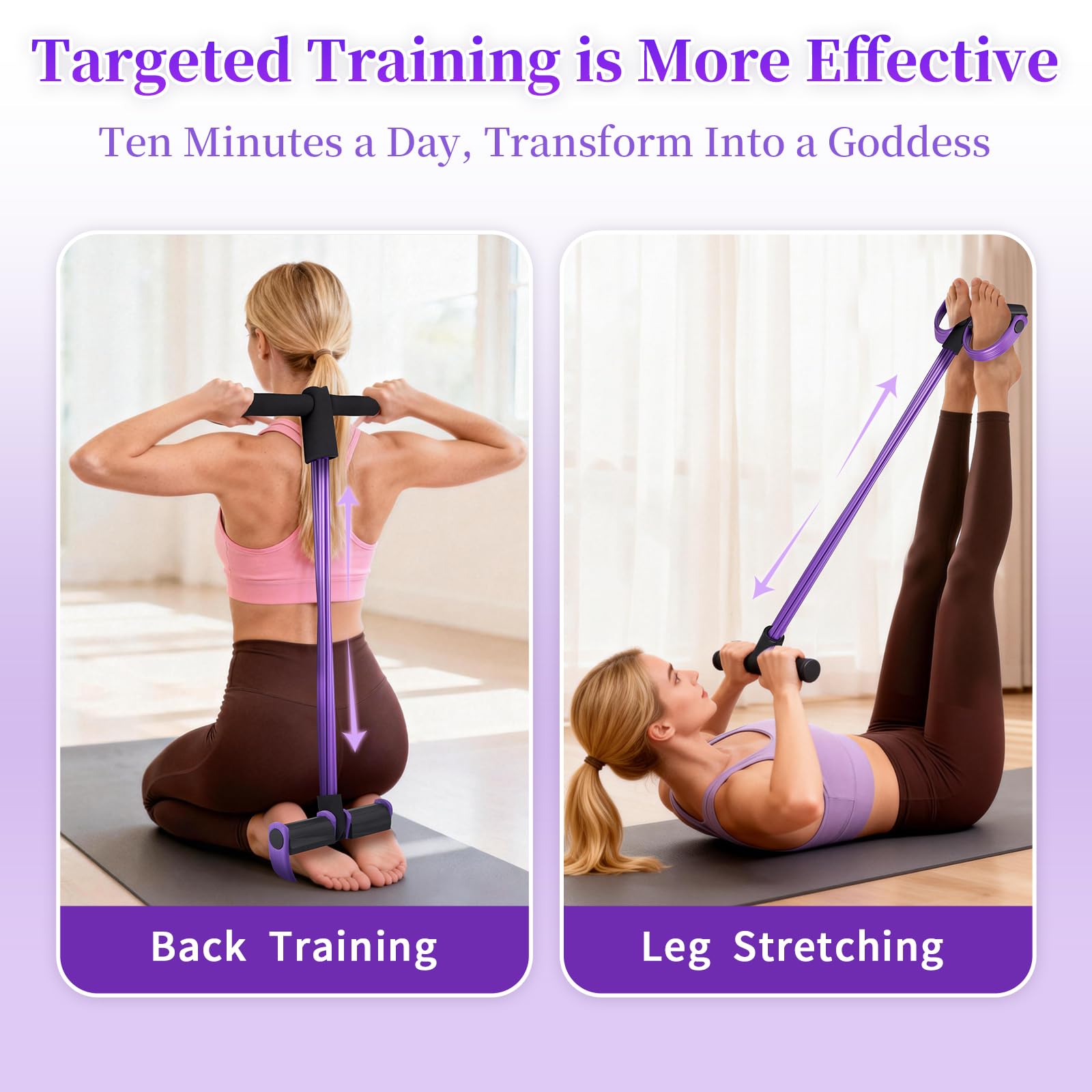 Multifunction Tension Rope, 6-Tube Elastic Yoga Pedal Puller Resistance Band, Natural Latex Tension Rope Fitness Equipment, for Abdomen/Waist/Arm/Leg Stretching Slimming Training — Amazon image 2