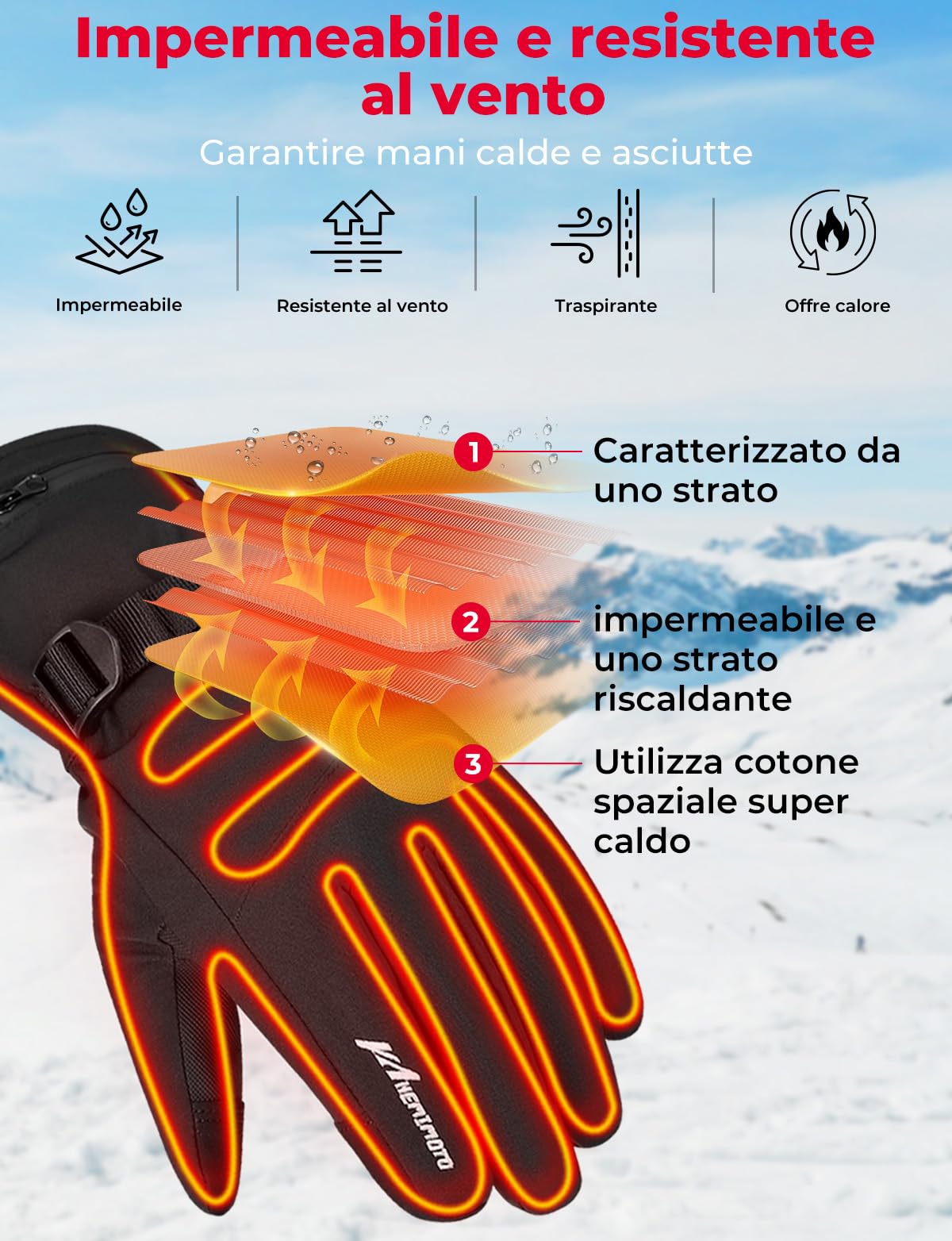 KEMIMOTO Motorcycle Heated Gloves Winter Waterproof