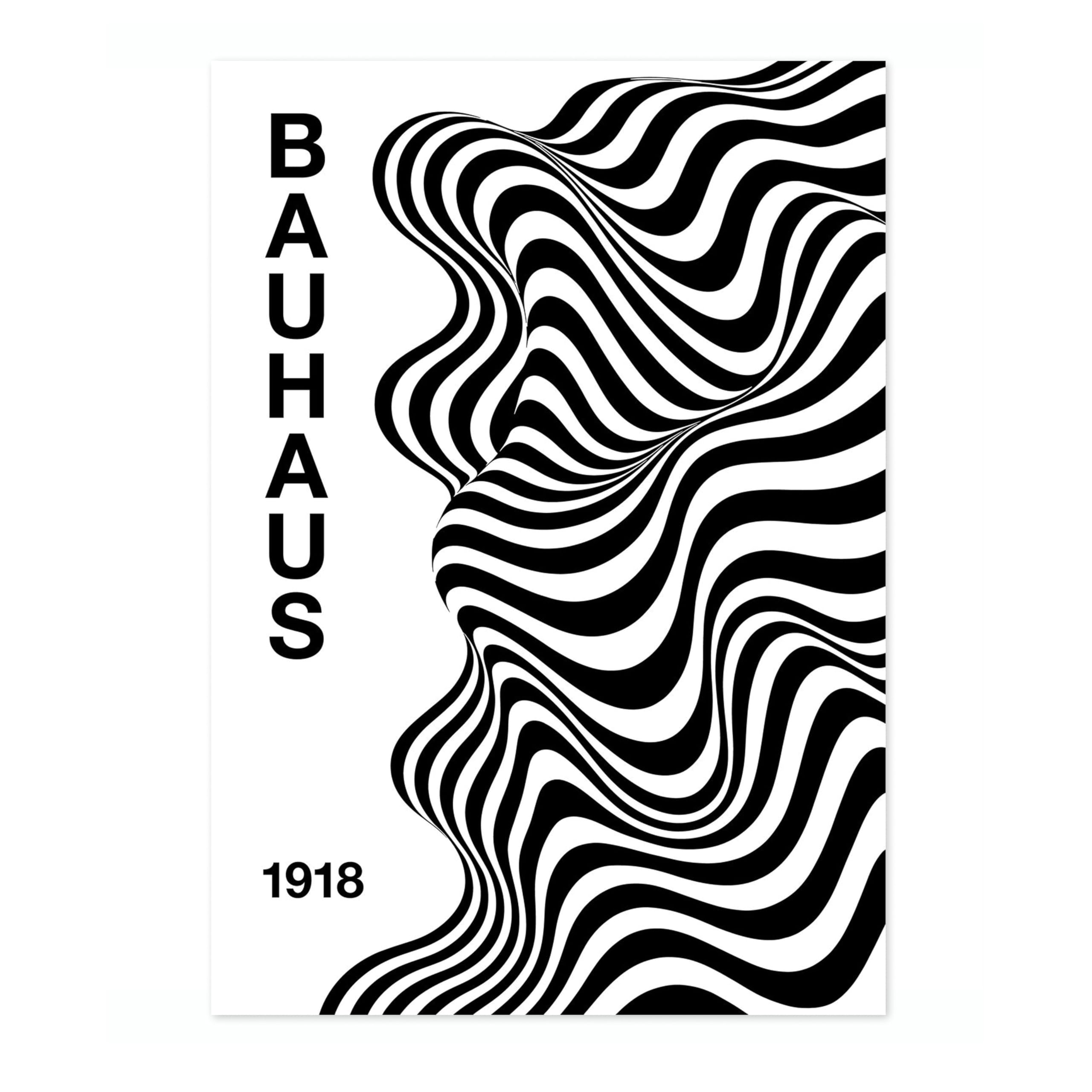 Zebra Waves Poster, Bauhaus Mid-Century Modern Print, Retro Abstract Wall Art, 50x70cm (Print Only) - 50x70cm