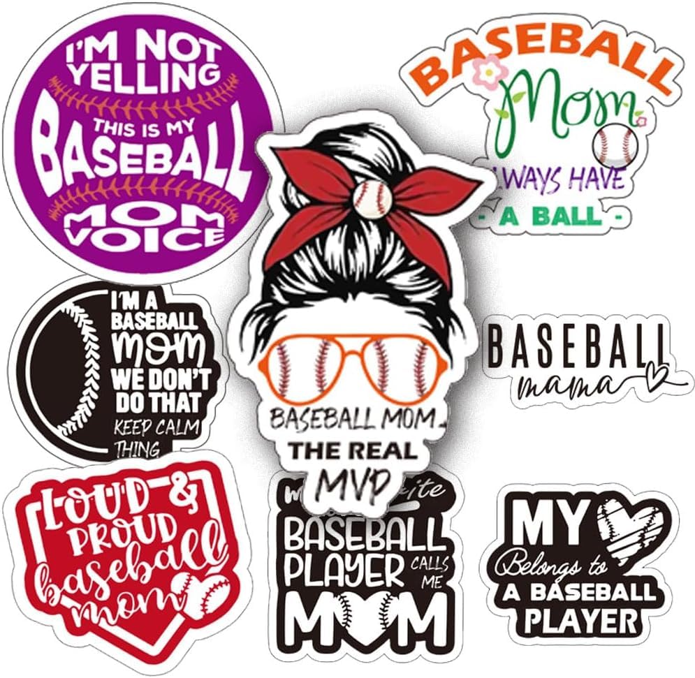 Calcomanías de parachoques de béisbol para mamá adhesivos de vinilo impermeables para ventanas