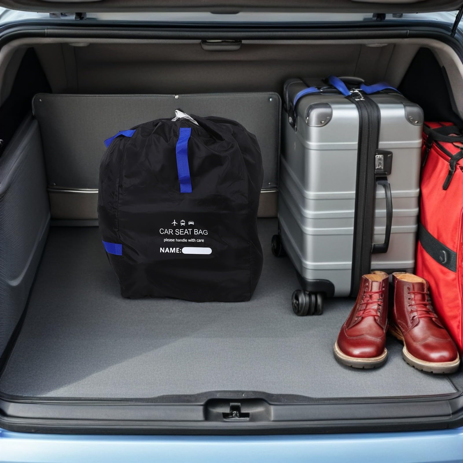 ibasenice Borsa da viaggio per seggiolino auto: borsa da stiva per il gate, custodia per seggiolino auto con tracolla e scomparto per cartellino - Accessorio essenziale per viaggi e vacanze.