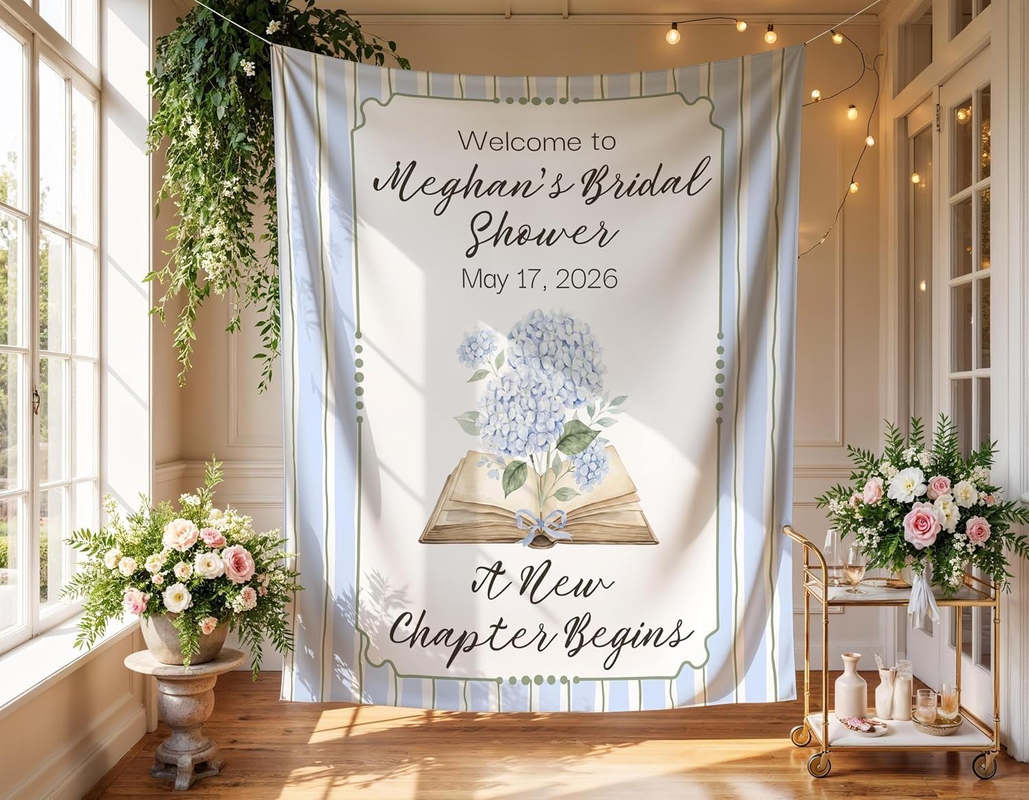 Personalized A New Chapter Begins Bridal Shower Banner, Book Theme Wedding Backdrop, Unique Bride to Be Decor, Custom Bridal Party Sign, Literary Themed Shower