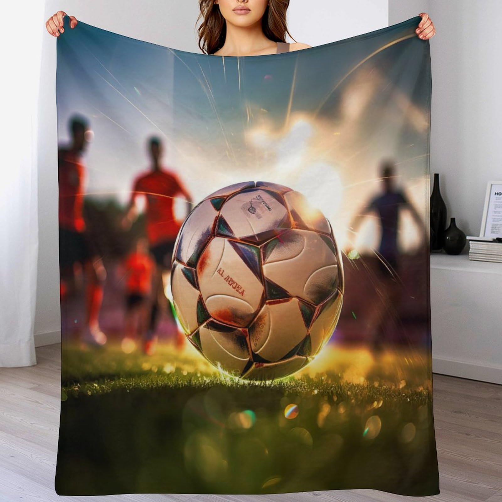Couverture en flannel football 100x130cm plaid polaire enfant