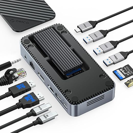 Hub USB C 11 en 1 avec boîtier SSD M.2 Orico