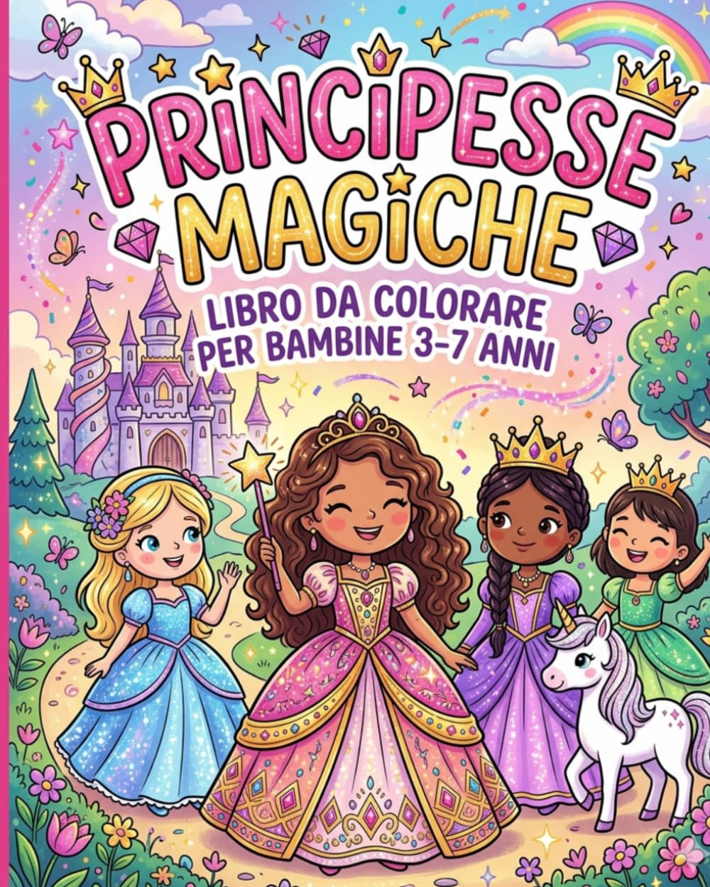Principesse Magiche - Libro da Colorare per Bambine 3-7 anni: Con principesse incantate, castelli, abiti da sogno e disegni semplici per bambine