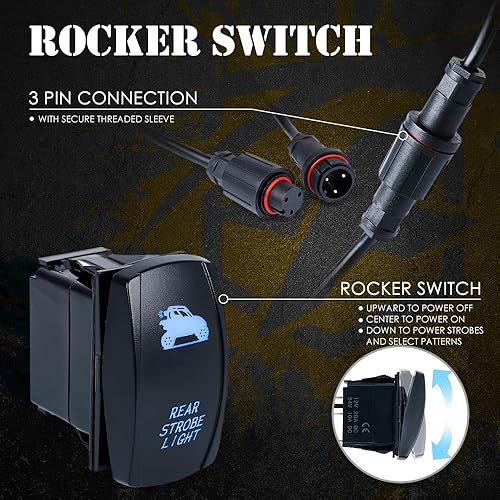 Miniatura 5 de Xprite - Barra de luz LED estroboscópica de 30 pulgadas para UTV RZR, con función de luces de marcha, direccional, freno y reversa, barra de luz de