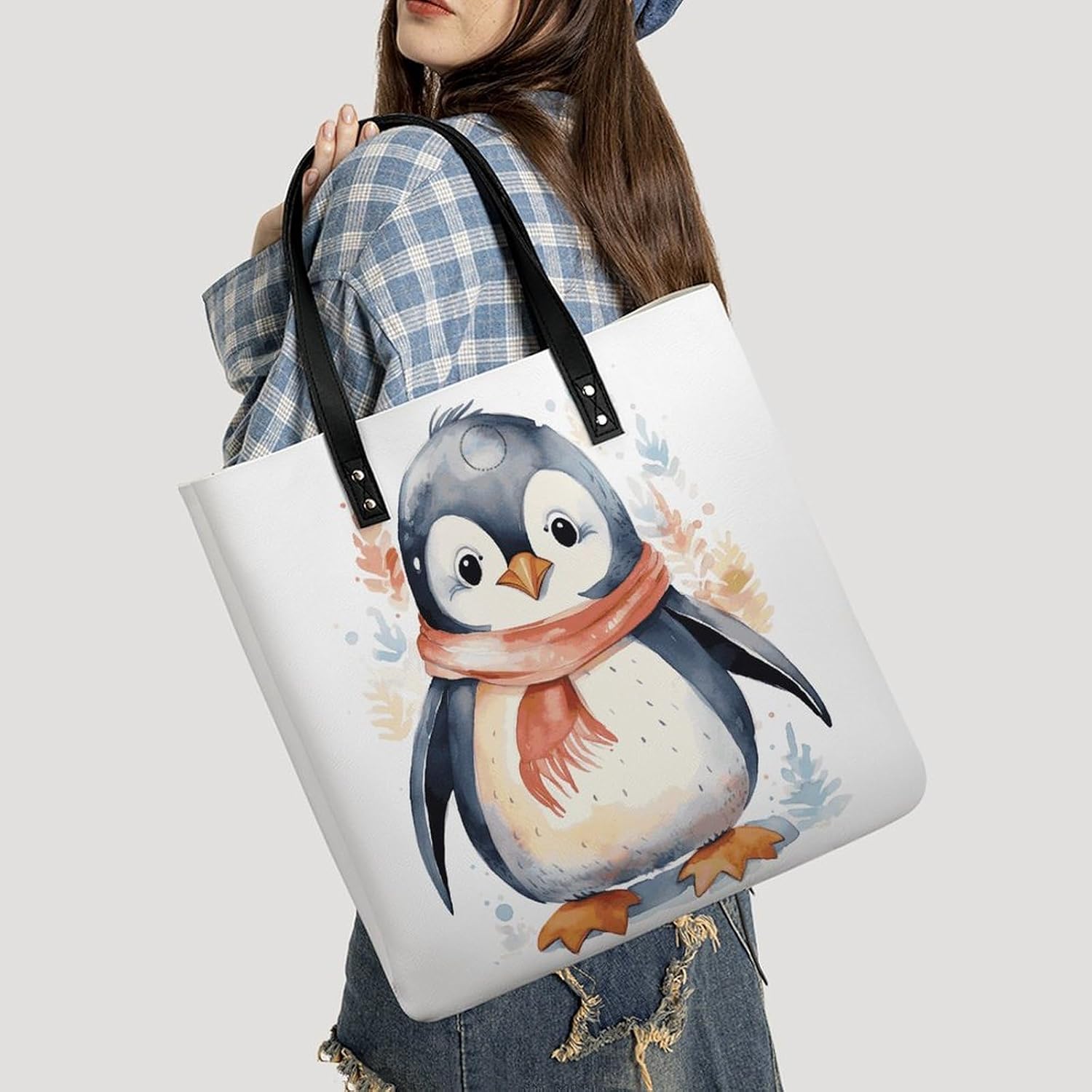Cute Cartoon Penguin Handbags Large Capacity, Tote Bag Stylish Slouchy, Shoulder Bags for Work Beach Travel And Shopping Grocery.