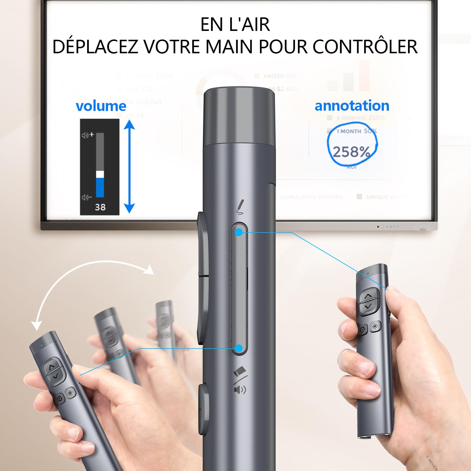 Norwii N97 Clicker de présentation d'écran TV Bluetooth Wireless Presenter Pointeur numérique
