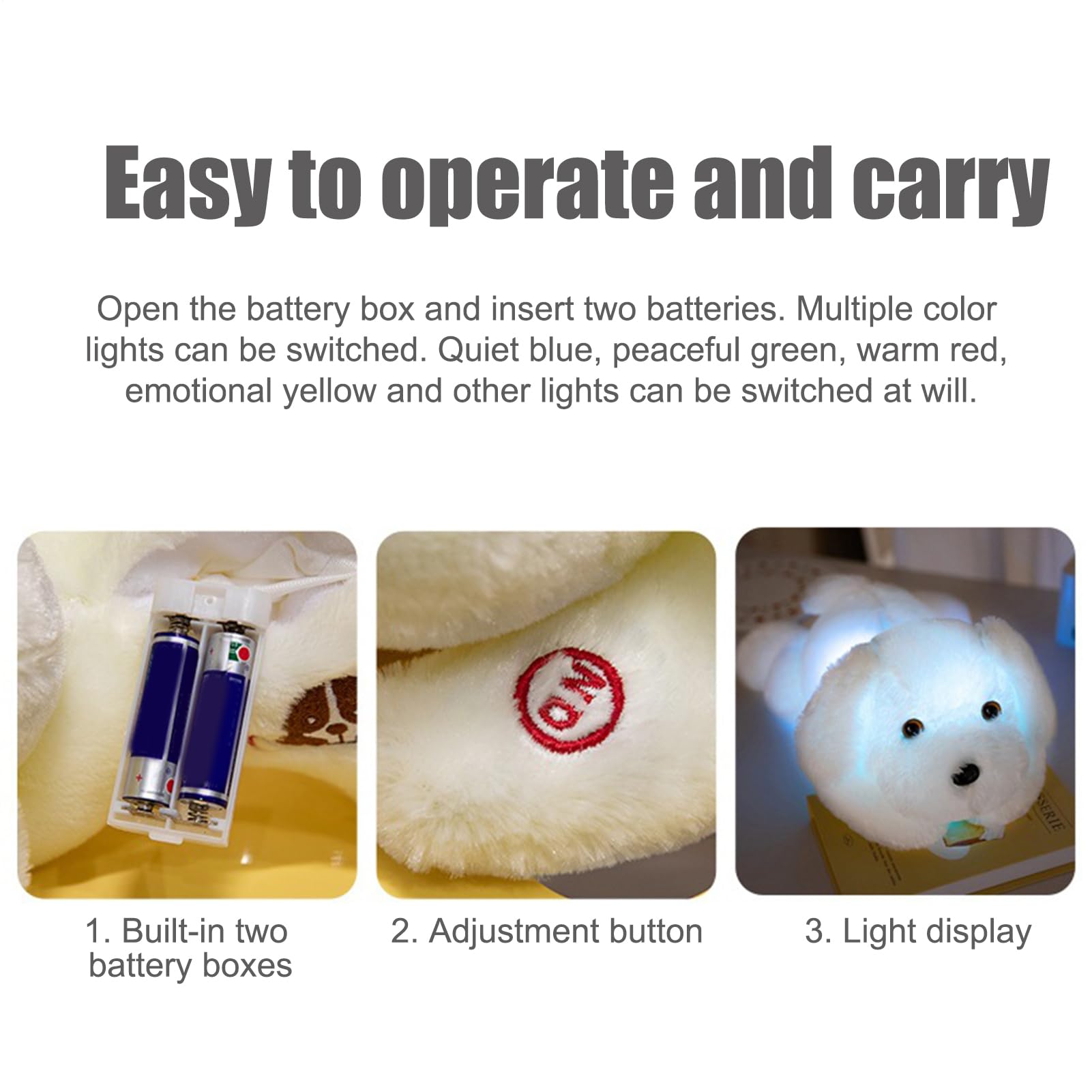 Generico Perro de peluche iluminado, perro de peluche LED - nocturnas en forma de cachorro de | 14 pulgadas iluminan el cachorro de para perros de luz nocturna suave para el compañero de