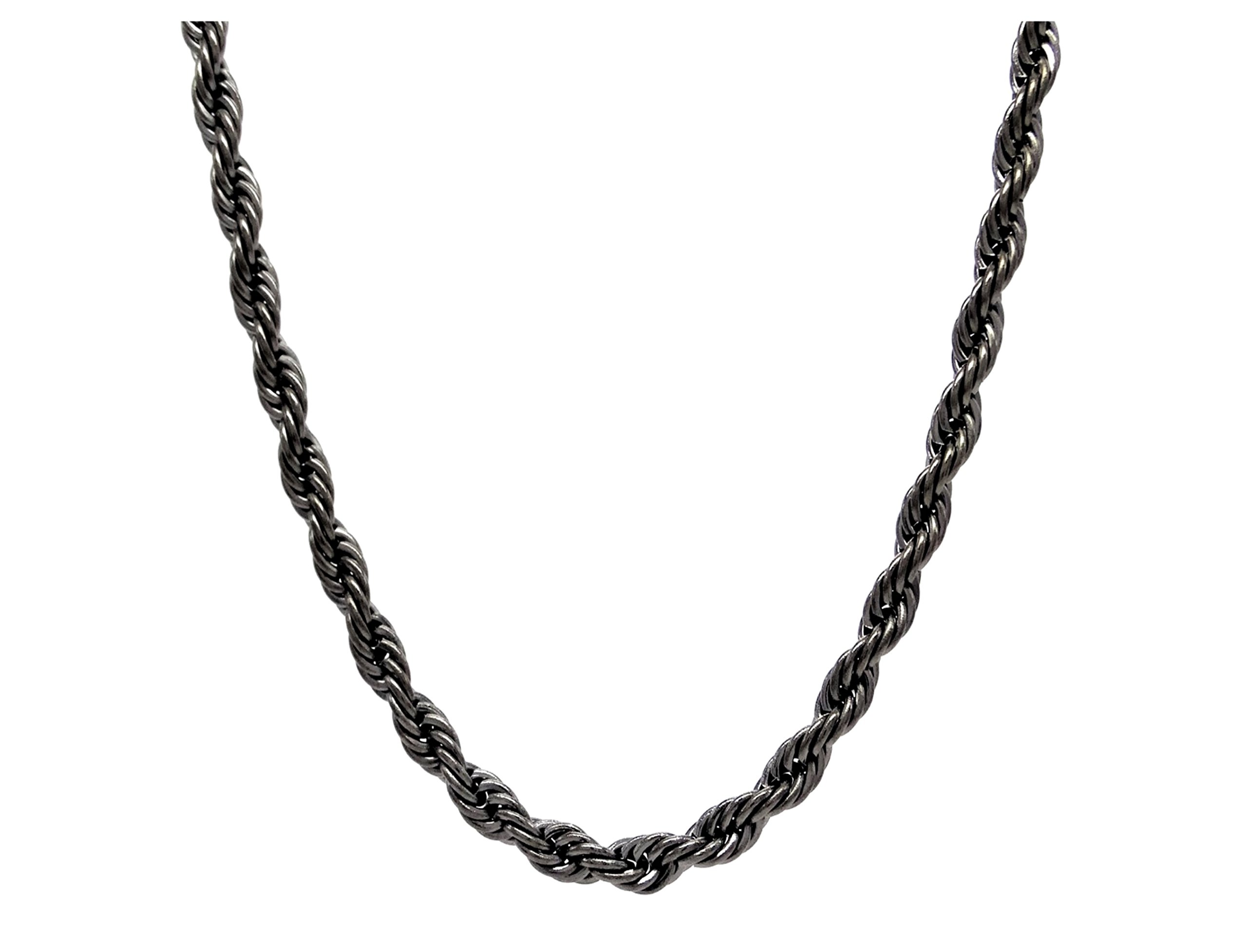 Collana in acciaio inox nero regolabile in lunghezza sottile con sacchetto viola e scatola regalo per gioielli nera. e Acciaio inossidabile, colore: Nero, cod. ND1