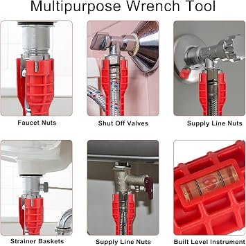 8 in 1 Socket Wrench, Tap Faucet Sink Installer, Multifunctional Wrench Kit, Basin Spanner Installation Tool, Plumbing Pipe Spanner for Toilet/Kitchen/Bathroom Sink Repair