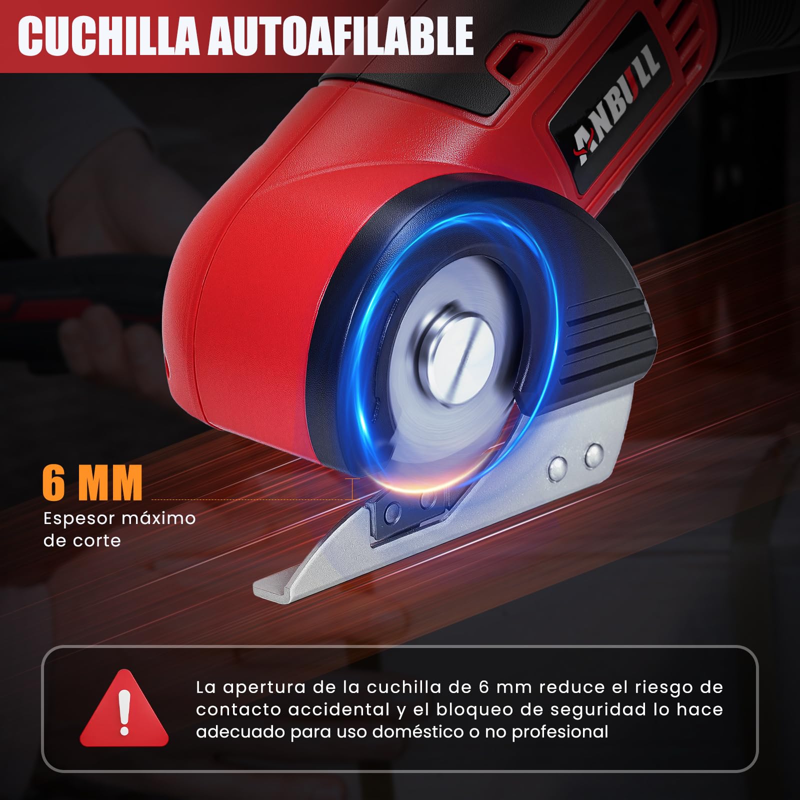 Anbull Tijeras Eléctricas Inalámbricas 4V, Tijeras Electricas Manualidades, para Tela y Costura, Cortadora Eléctrica, USB Recargable, Una Cuchilla, para Cuero, Cartón, Plástico, Ligera y Segura