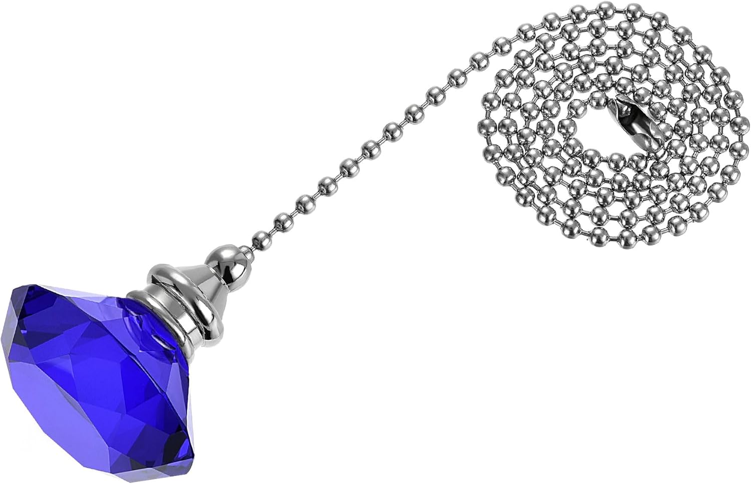 uxcell 20 Inch Ceiling Fan Pull Chain, Decorative Crystal Fan Pull Chain Ornament Extension, 3mm Diameter Beaded Diamond Pendant, Blue