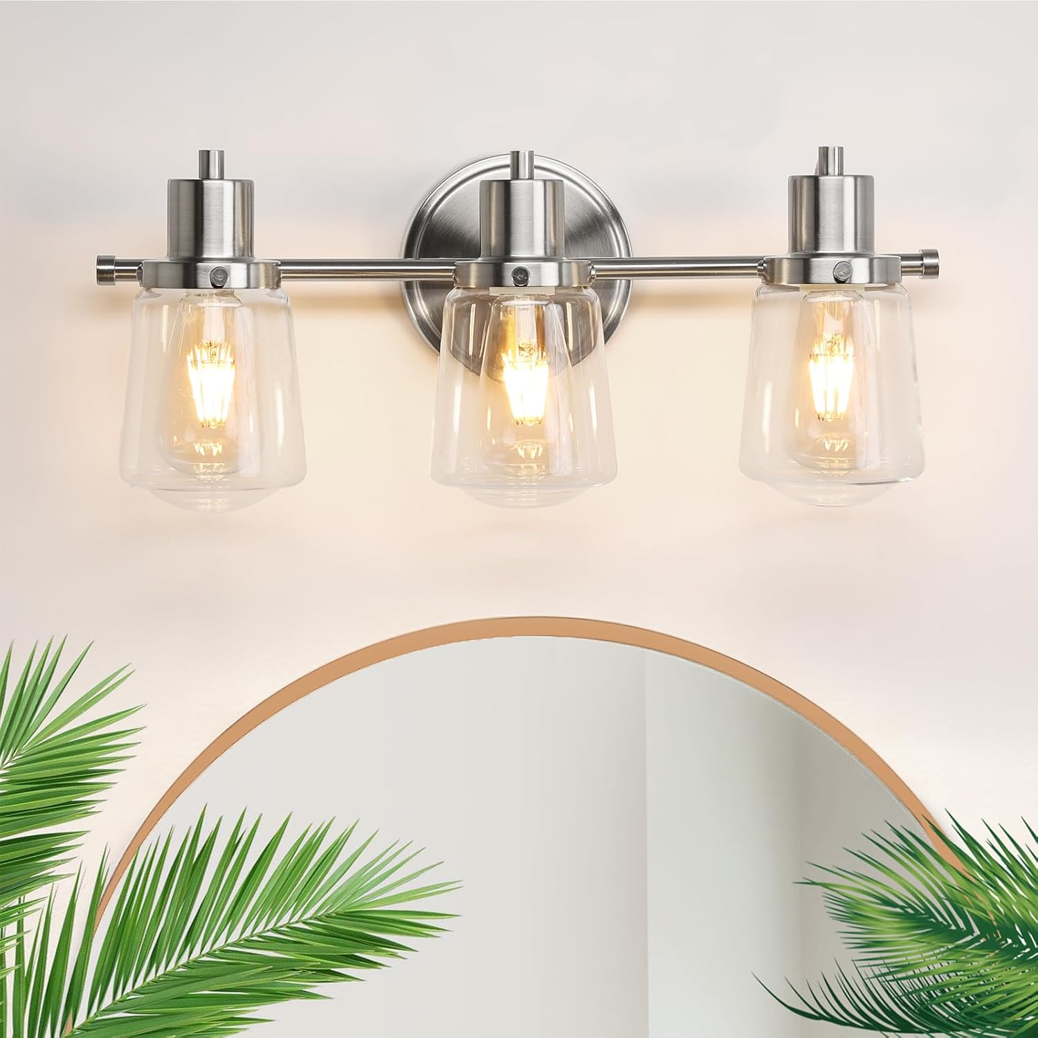 JolyWell 3Light Bathroom Light Fixtures, Vanity Light, Sliver Bathroom