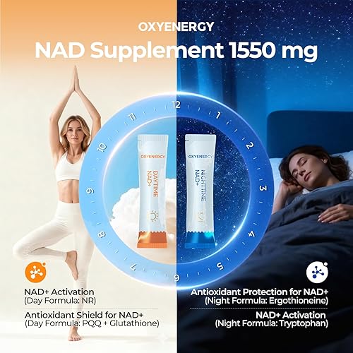 Miniatura 5 de OxyEnergy Suplemento NAD Anti-Envejecimiento y Renovación Celular, 28 paquetes y Complejo Triple Magnesio, Glicinato de Magnesio 300mg 90 Cápsulas