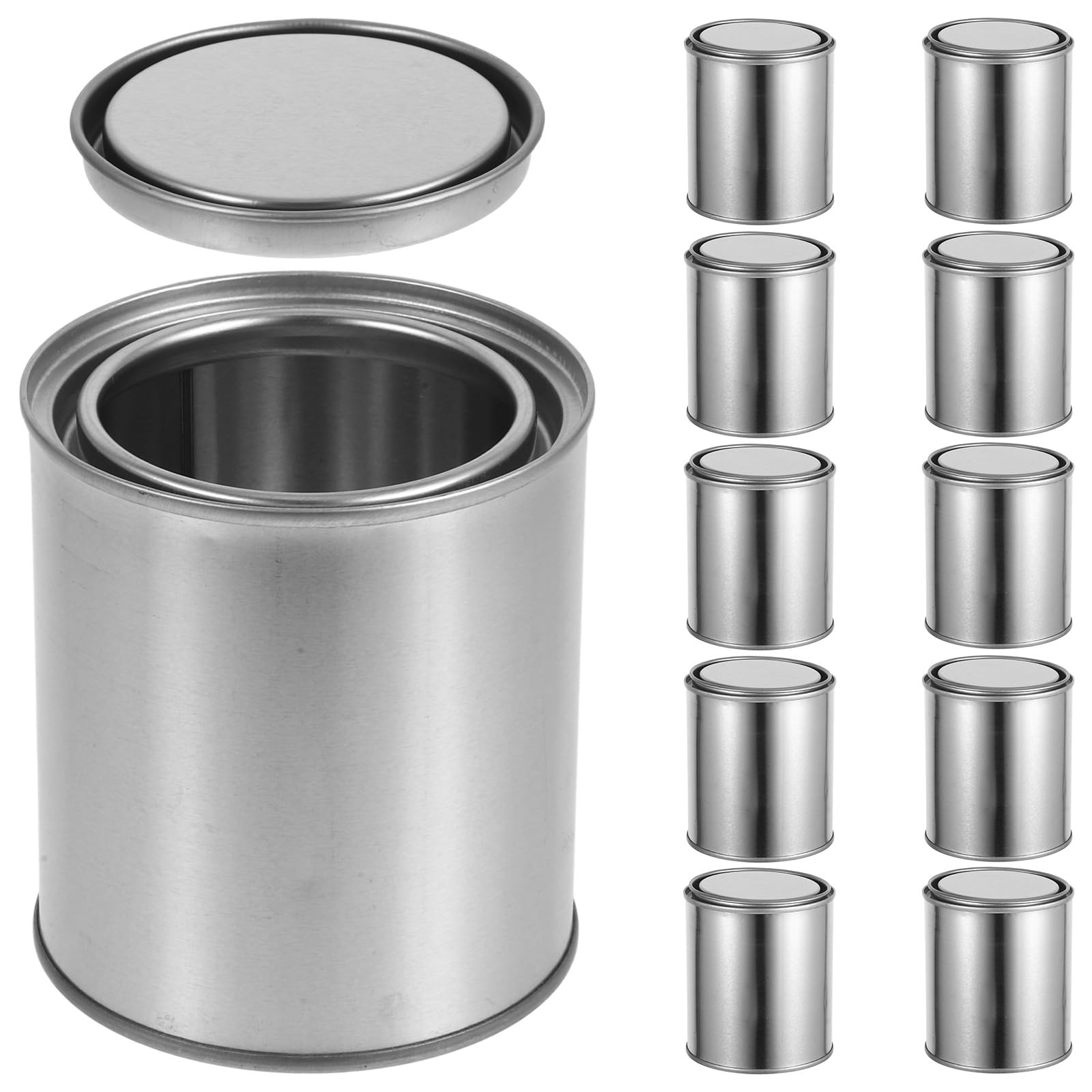 SEWACC Cubos de Pintura Metálicos Sellados 04L 12 Piezas Latas Vacías Redondas de Hierro Reforzado para Muestras y Almacenamiento de Brea Contenedores Multiusos para Laboratorio y