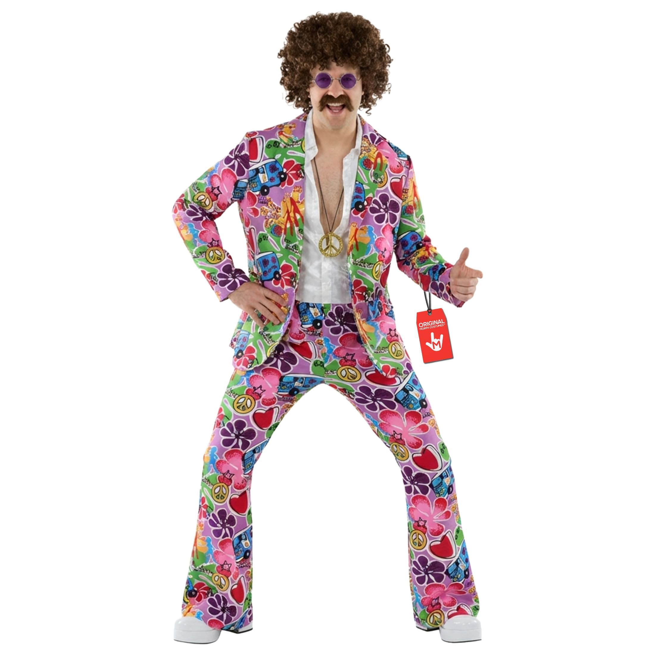 Fun Shack Disfraz Hippie Hombre, Disfraz Adulto Hippie, Traje Hippie Hombre, Disfraz Hombre Hippie, Disfraz Años 70 Hombre, Disfraz Carnaval Hombre