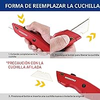 Vista 6 de WORKPRO Cuchillo utilitario premium, cortador de caja retráctil de metal resistente, cuchillo de afeitar de hoja de cambio rápido, con 10 cuchillas