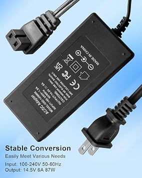 87W 12V Refrigerator Power Cord Adapter, AC 100V-240V to DC 14.5V, AC to DC Converter Fit for Alpicool Wagan Bodega Euhomy Iceco ARB Setpower Dometic JoyTutus Car Fridge Freezer Coolers