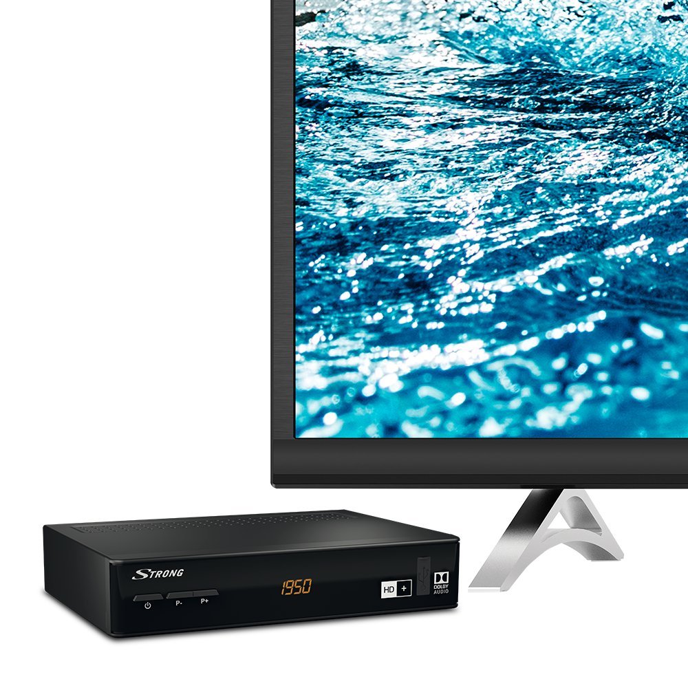 Strong SRT 7806 HD Récepteur Satellite numérique – HD + Paquet sur 14.2 rten einschub – dvbs2 – Flux RSS et prévisions météo Via Ethernet – Noir