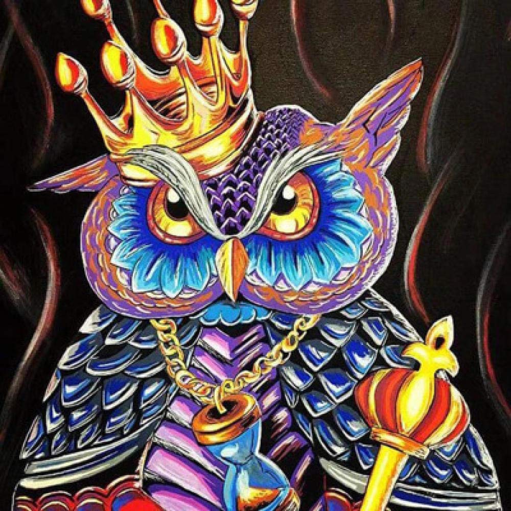 Kit broderie diamant 5D hibou king mosaïque peinture strass 60x60