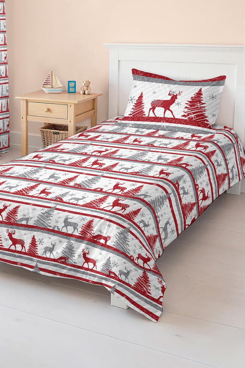 SODEF Bedding Set Twin Size Winter Theme Kids Room Quilt Set Lightweight Cotton Polyester Blend Fade Resistant 2 Piece Set Multicolor - Multicolor, One Size