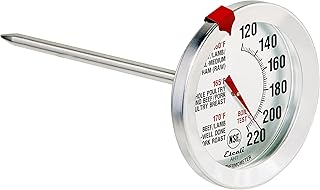 Escali AH1 Stainless Steel Oven Safe Meat Thermometer, Extra Large 2.5-inches Dial, Temperature Labeled for Beef, Poultry,...