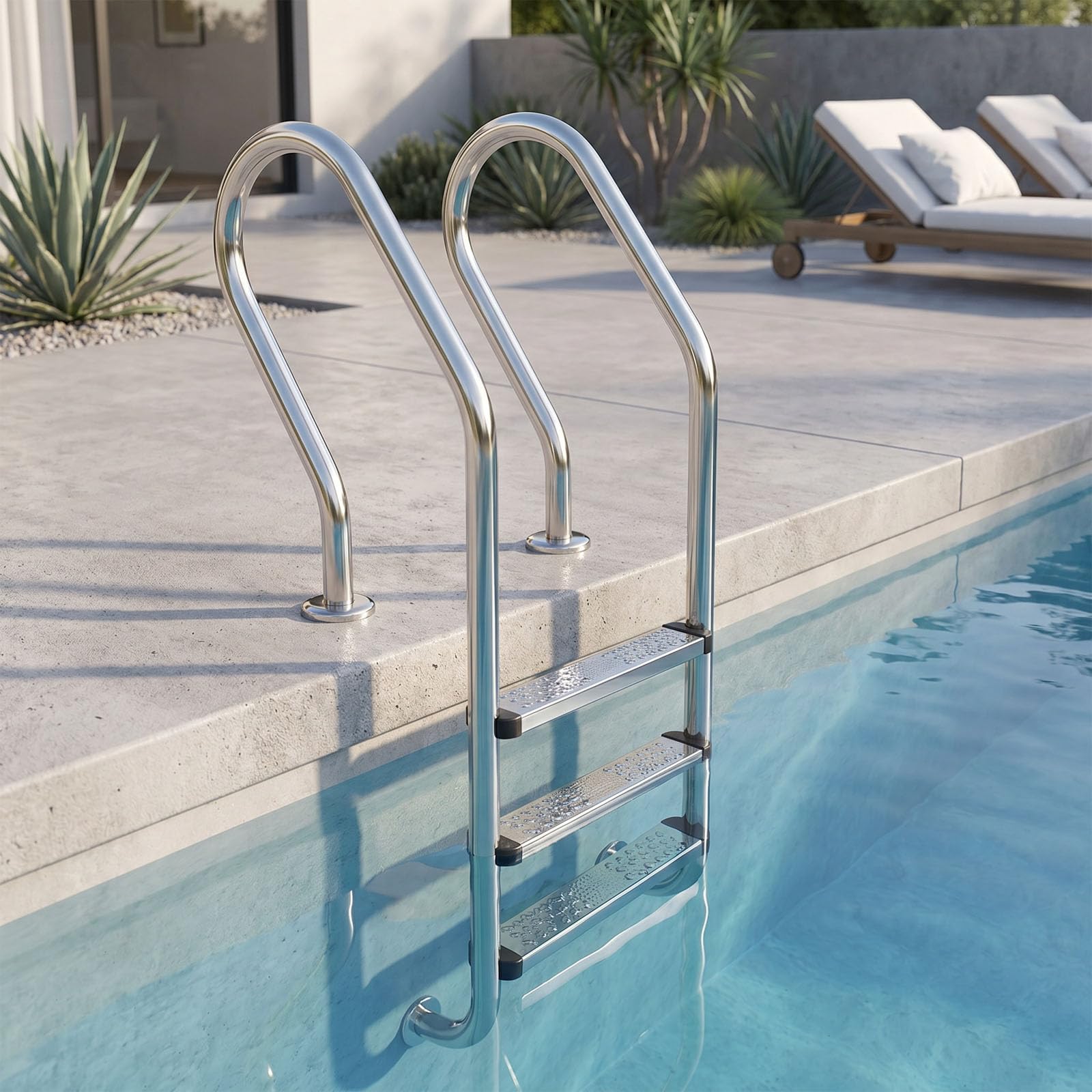 Échelle de piscine pour moments de baignade en famille avec 3 marches