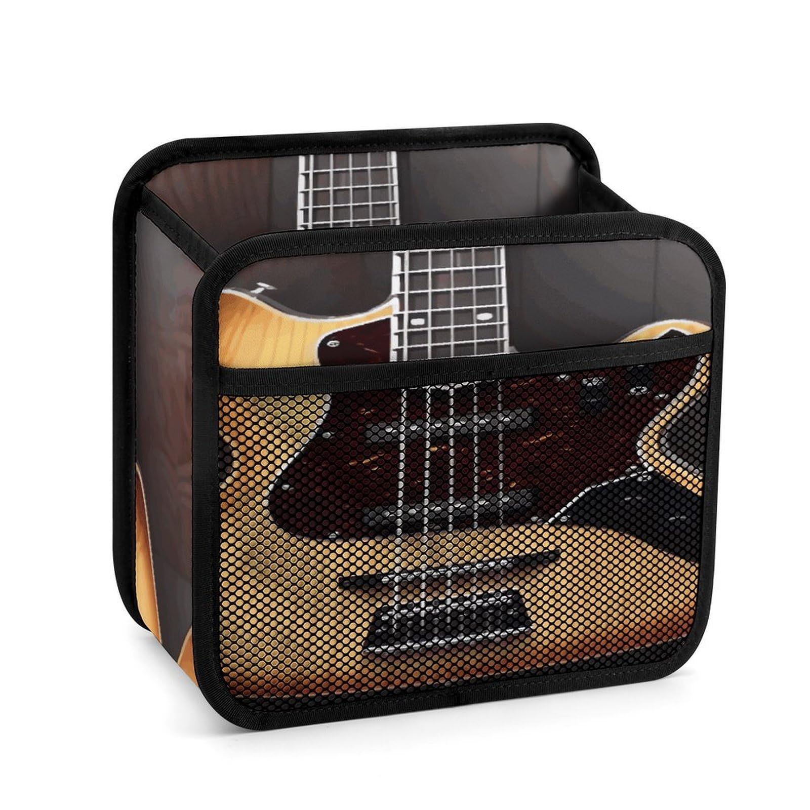 FekiLoot Guitar Musical Instrument Backseat Car Organizer - Premium PU Leather Hanging Car Seat Organizer with Storage Mesh Pockets, Large Capacity Car Backseat Organizer Travel Accessories