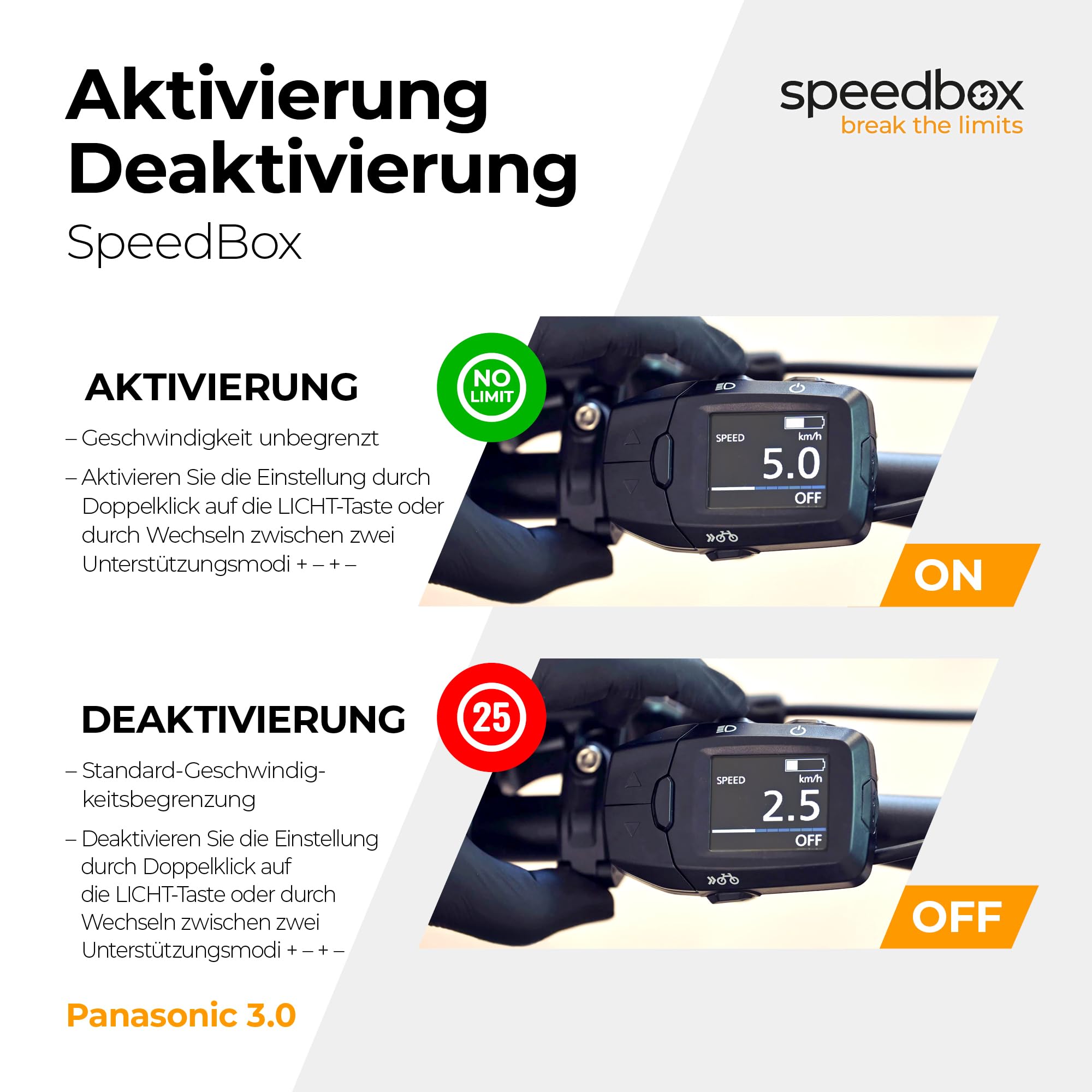 SpeedBox 3.0 Tuning Chip für E-Bikes mit Panasonic GX-Motoren - unbegrenzte Geschwindigkeit, einstellbare Geschwindigkeit