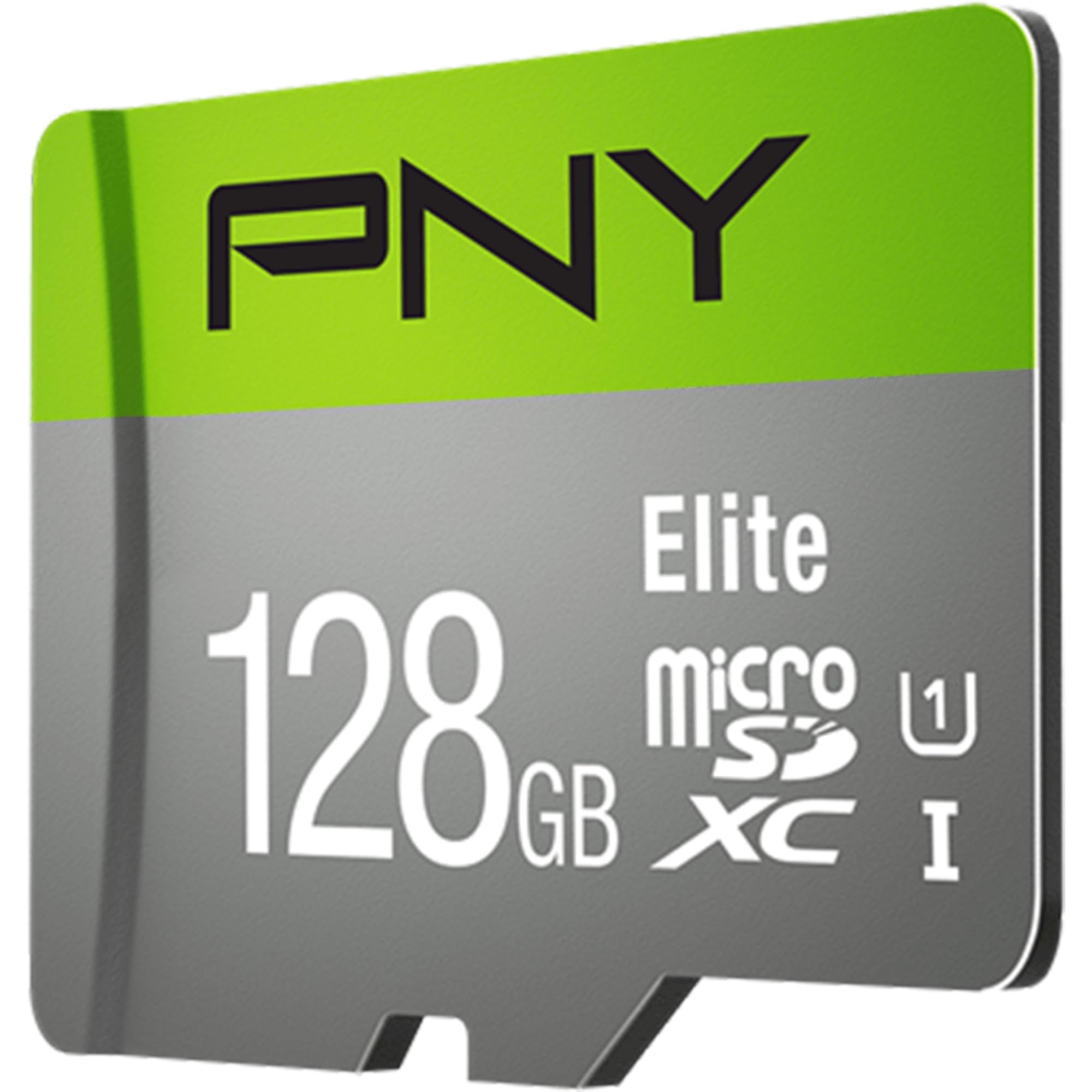 PNY Elite 128GB microSDXC-Speicherkarte + SD-Adapter, 100MB/s Lesegeschwindigkeit, Klasse 10 UHS-I, U1, A1 App Performance, V10 für Full-HD-Video