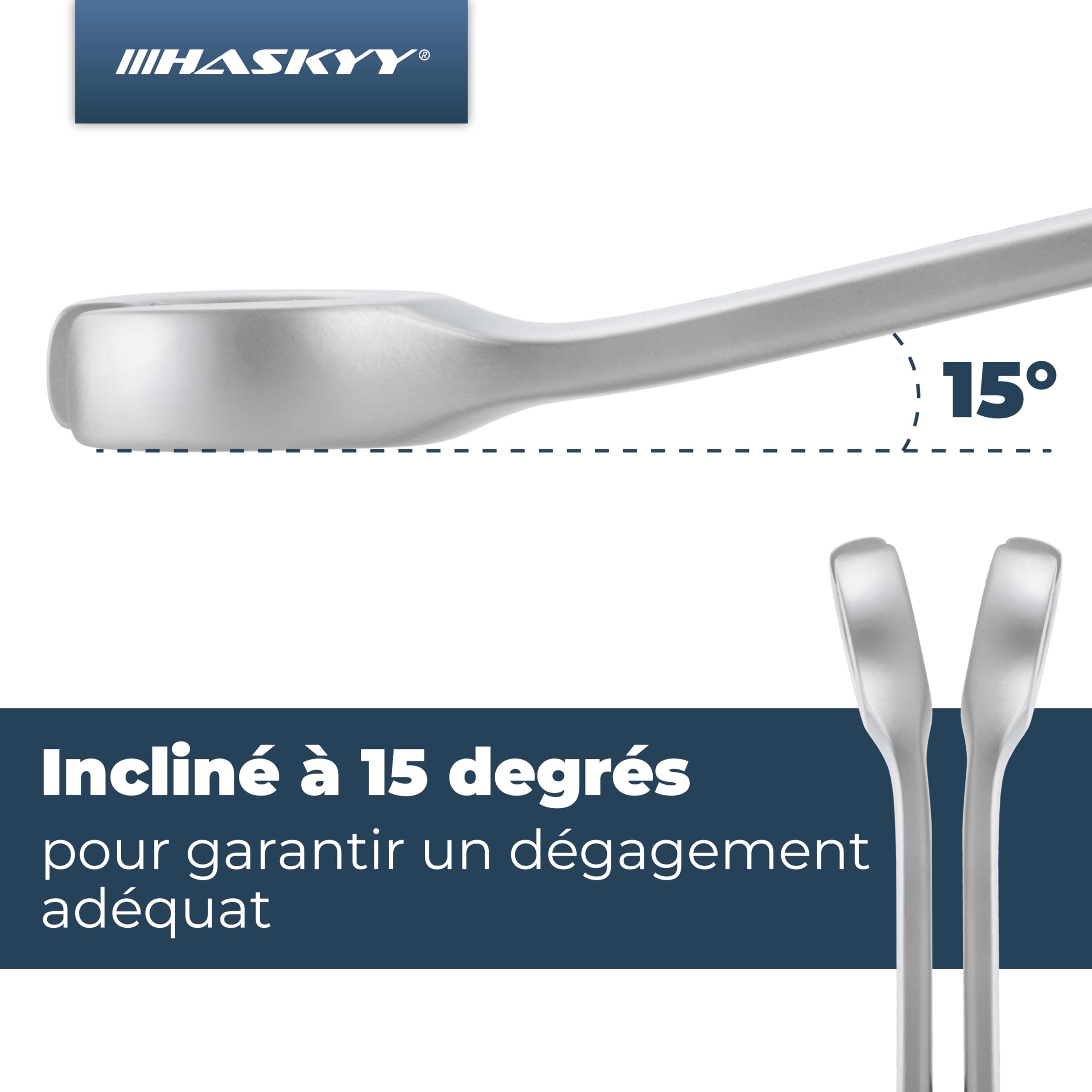 HASKYY Kit de 6 clés plates pour tuyau de frein I clés polygonales ouvertes I clés pour tuyau de frein 8 à 19 mm