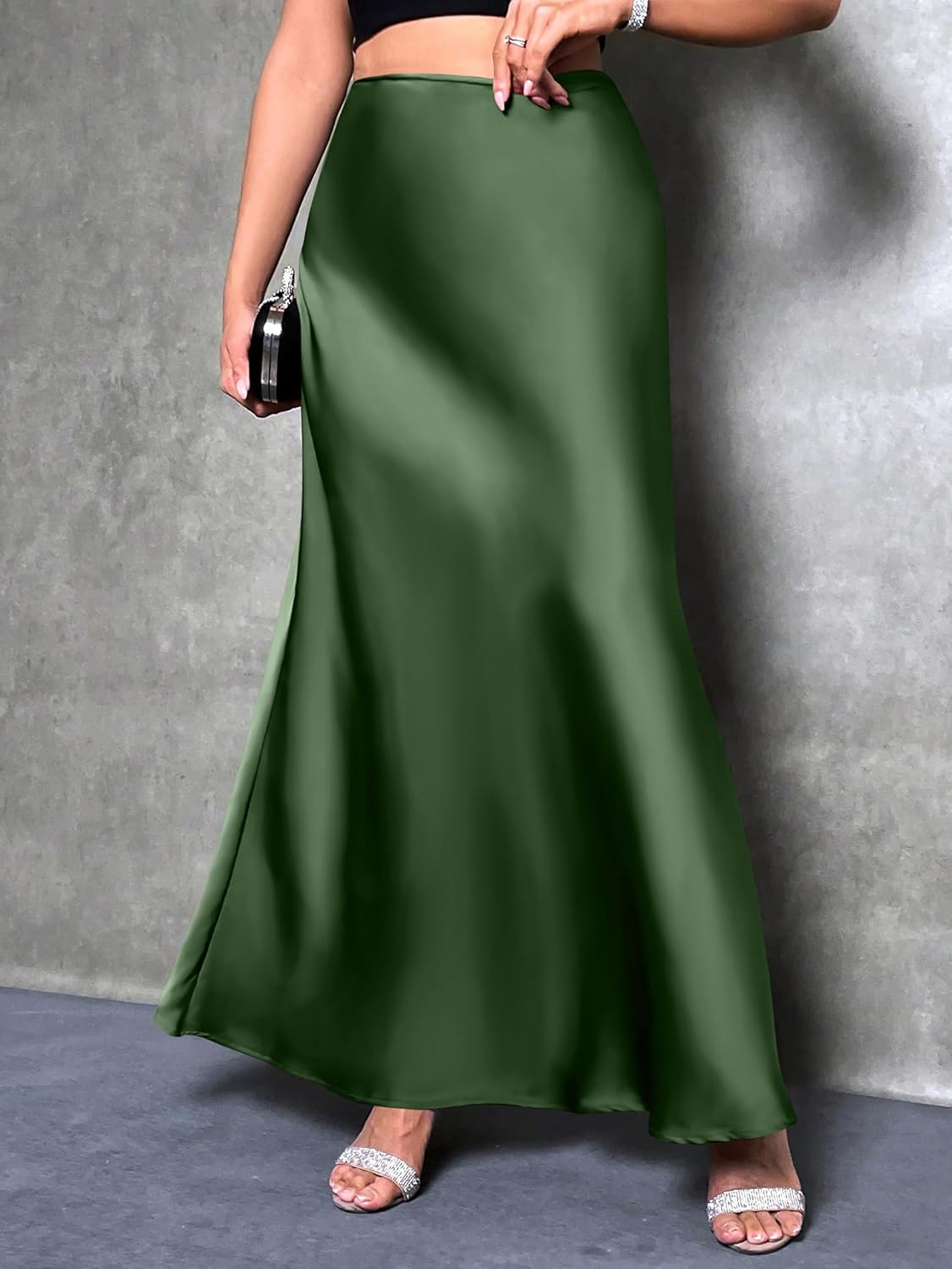 Prinbara Women's Satin Maxi Skirts Dressy Casual Zipped High Waisted Flowy Silk 2026 Spring Elegant Business Party Long Skirt - Image 5