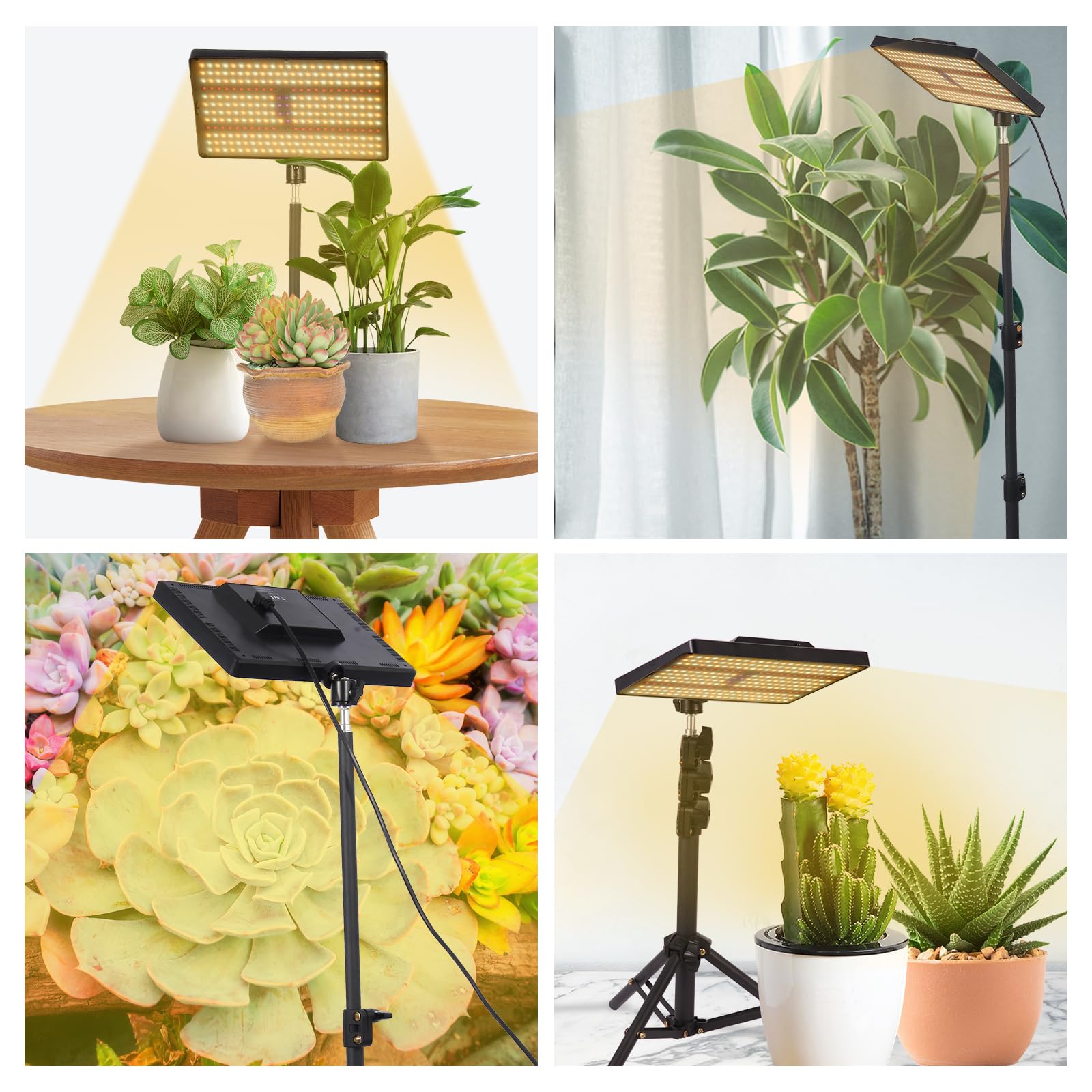 MICCYE Lampe de Plante Horticole LED 286 LEDs Dimmable Spectre Complet UV-IR avec Trépied Minuterie 4/8/12H