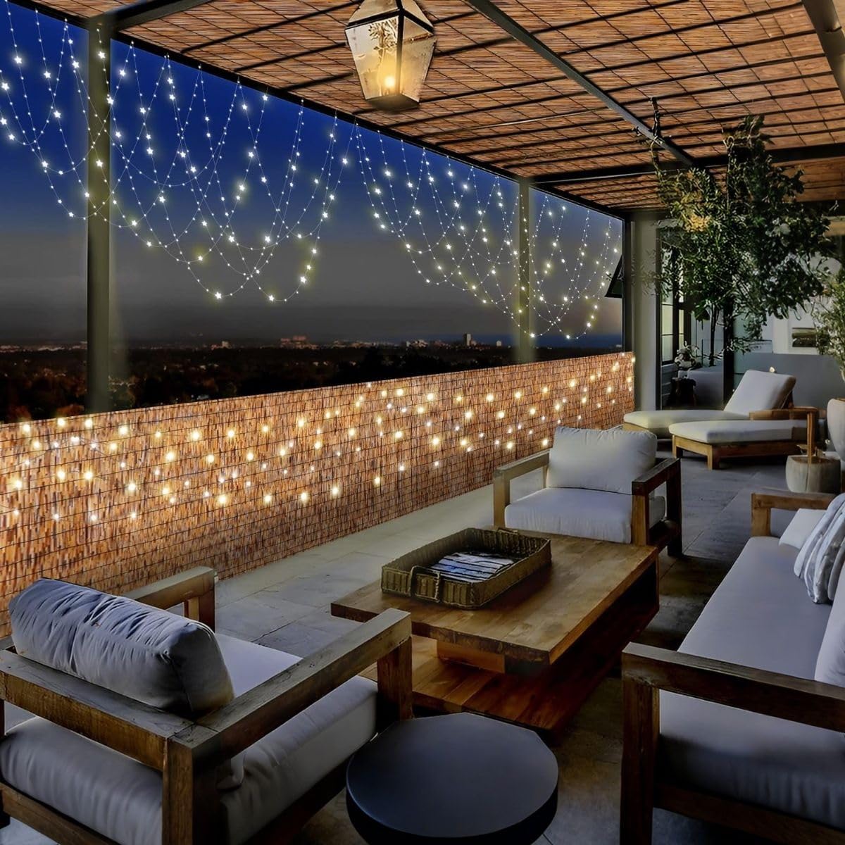 Valla de bambú natural de 50 a 170 cm, tejida a mano, para jardín, exterior, persiana decorativa para ventana, pantalla de lectura dividida (90 x 350 cm)