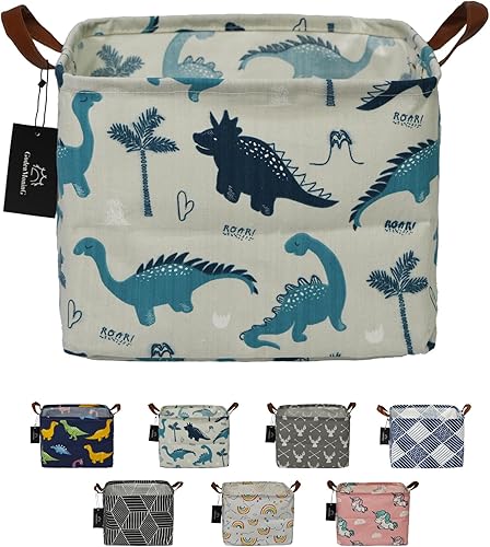 GodenMoninG - Canasta de almacenamiento rectangular de 25 litros de lona impermeable con asas, organizador de juguetes plegable, cestas de estante