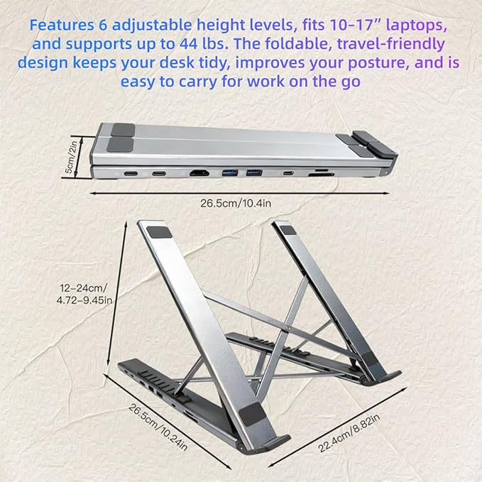 Soporte para Laptop USB C con Hub 8 en 1, HDMI 4K, USB 3.0, Carga Rápida 100W PD miniatura 7