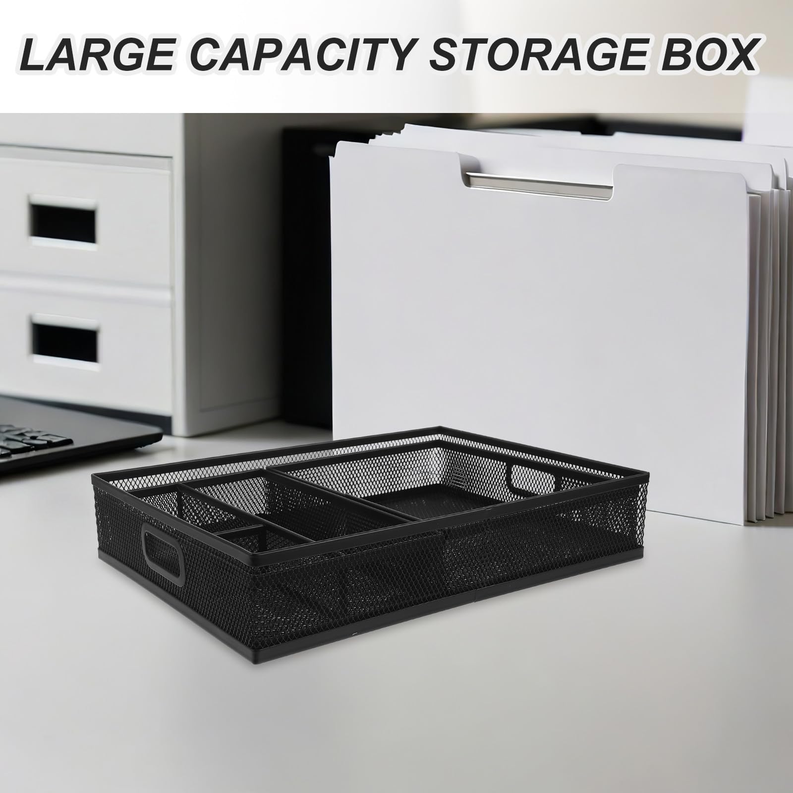 SHINEOFI 3 Pezzi Organizer da Scrivania in Rete per Ufficio Cassetto Divisorio Multifunzione Porta Documenti e Accessori per Cancelleria e Cosmetici