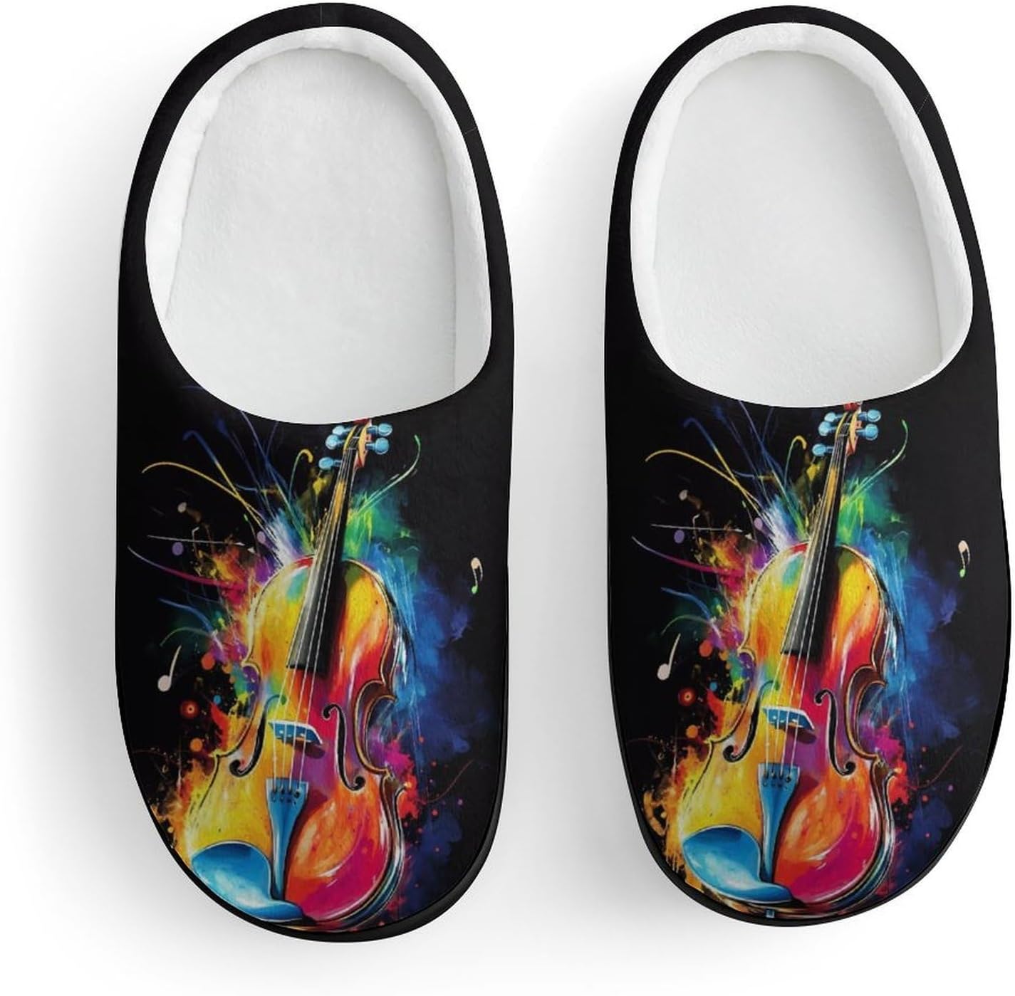 Violin Player Cotton Slippers for Girls Boys Warm House Shoes for Home Travel
