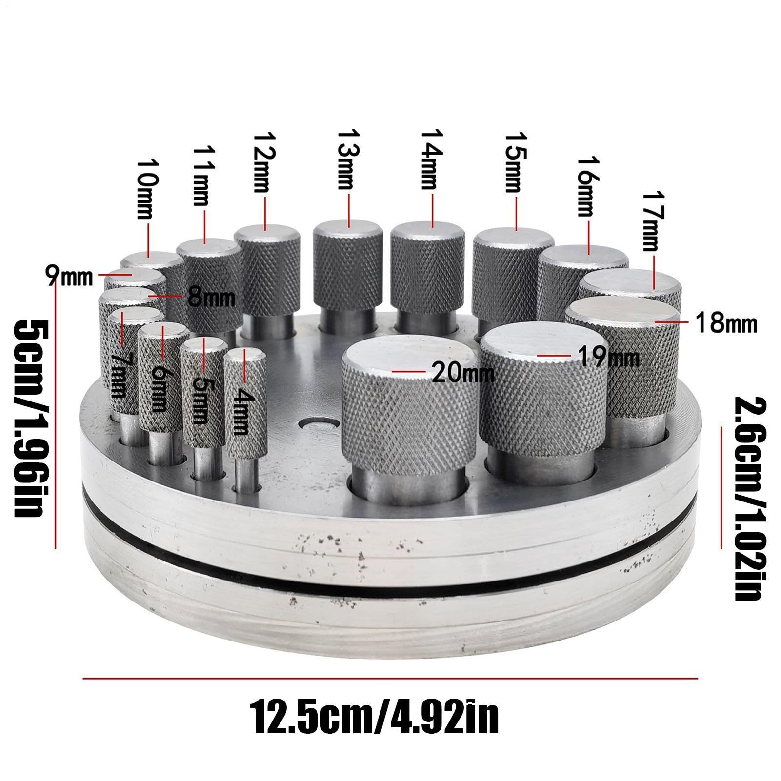 Juego de Punzón y Matriz,Punzón pesado de acero al carbono,17 Piezas para Metal Latón, Oro, Plata, Cuero, Papel, Piedra, Adhesivos - para metal oro plata cuero papel piedra moneda collar pulsera
