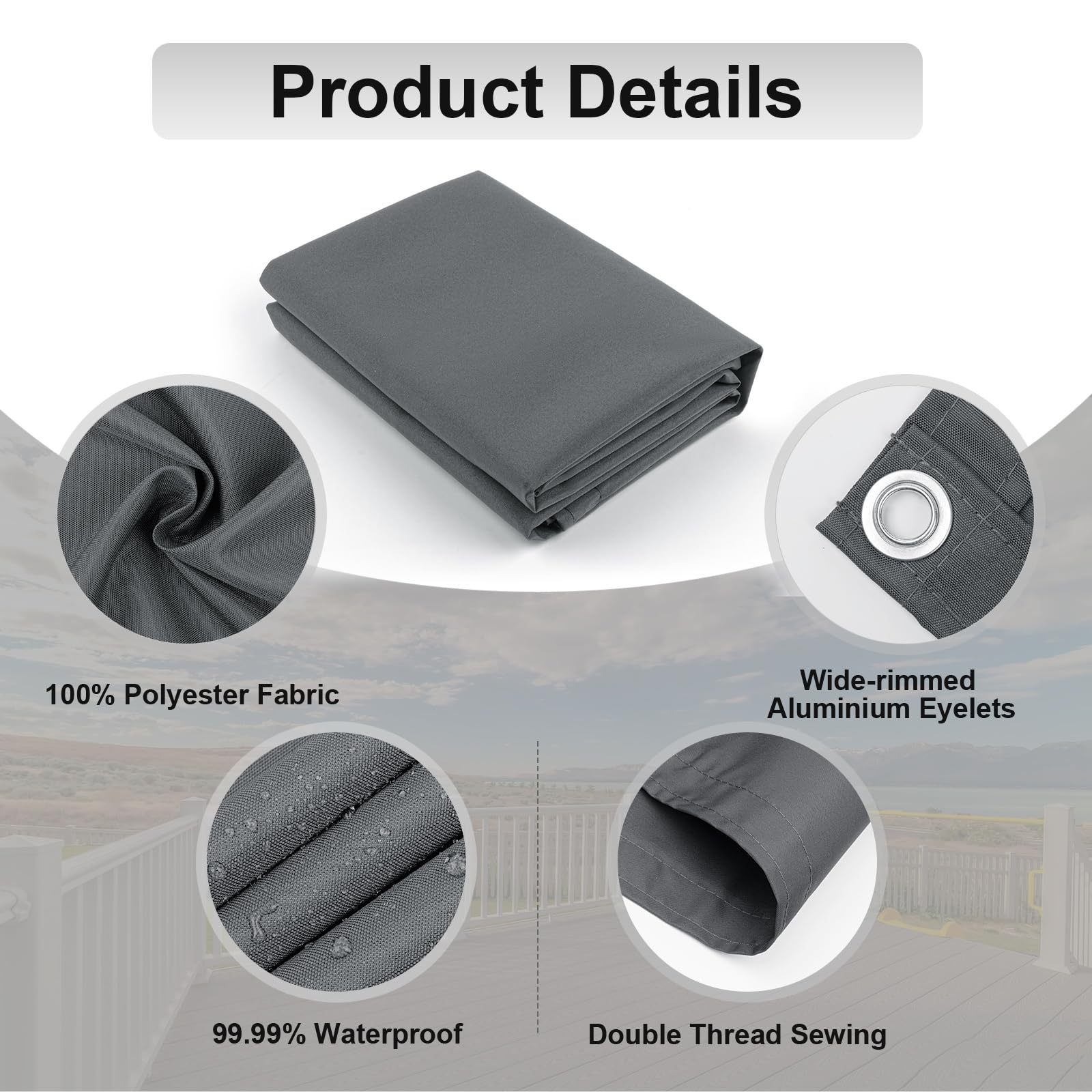 AXT SHADE Balcony Privacy Screen 75x400cm Waterproof Balcony Cover Wind and UV Protection with Cable Ties for Outdoor Terrace-Anthracite - Image 3